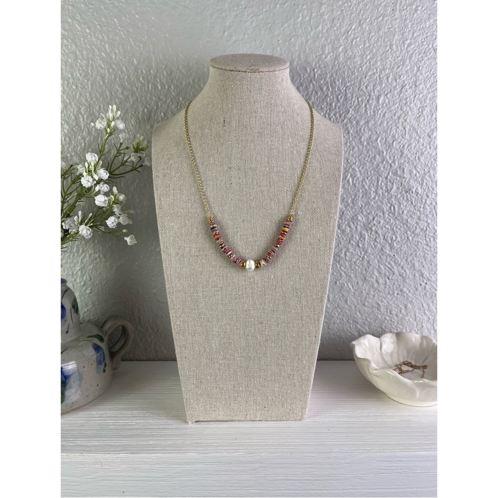 Kendra Scott Lila Vintage Gold Strand Necklace in Pastel Shells  Retail : $98
